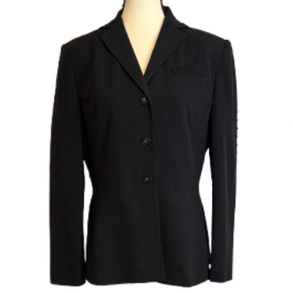 Liz Claiborne Women’s Black Pinstripe Blazer Size 10 Career Jacket